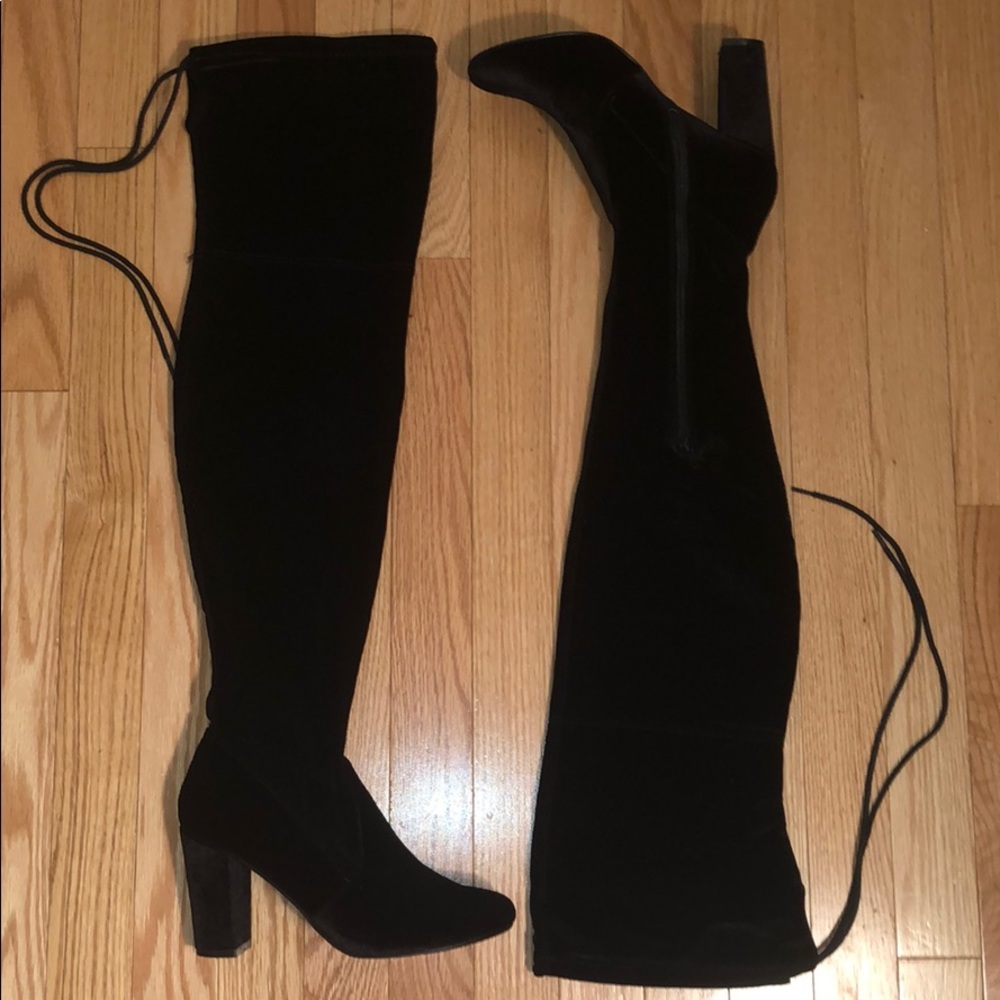 Black Velvet Thigh High Boots